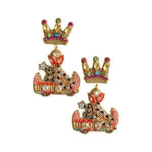 King&#39;s Float Earrings, Rex Parade Mardi Gras Earrings, Mardi Gras Outfit, Mardi Gras New Orleans