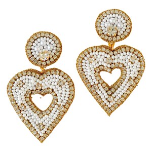 Pearls and Stones Heart Earrings