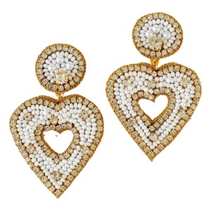 Pearls Heart Earrings