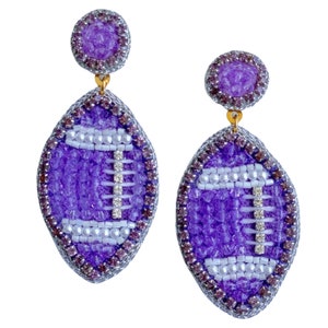 Purple/Lavender Beaded GameDay Football Earrings