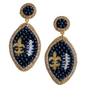 Saints Beaded GameDay Football Earrings