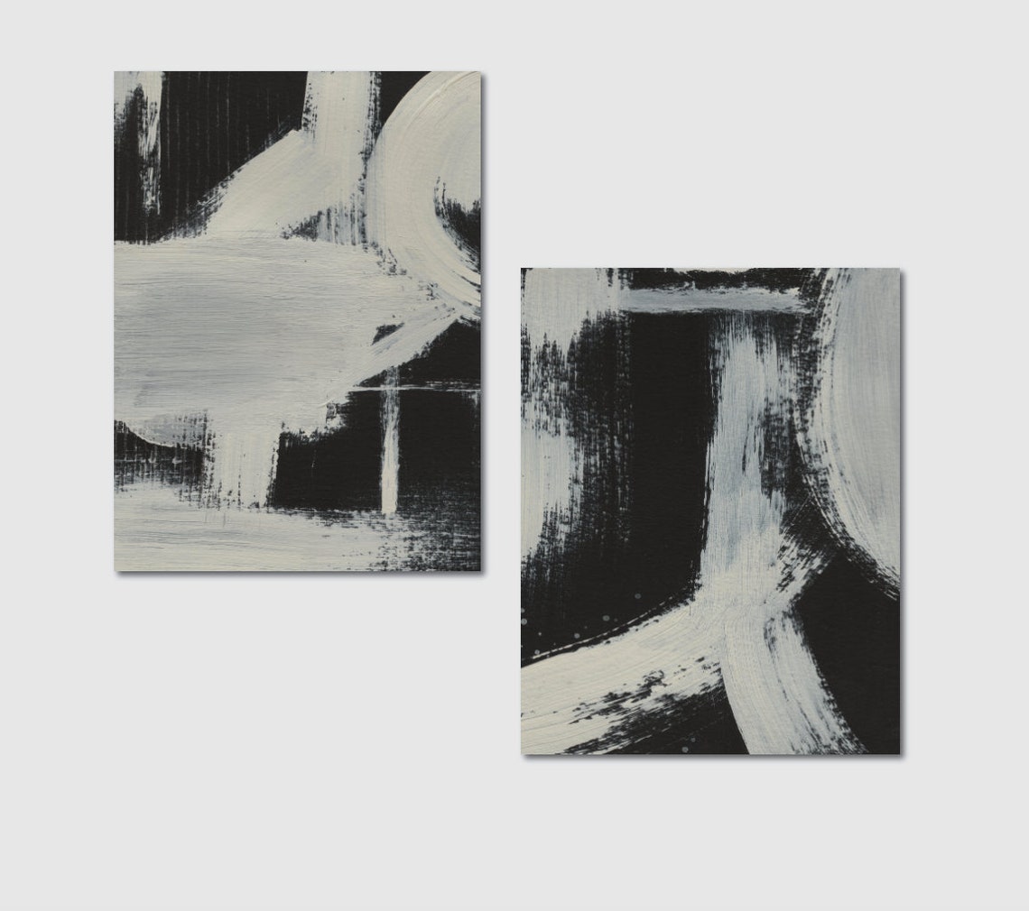 Modern Art Black and Beige Abstract Art Contemporary Art Etsy