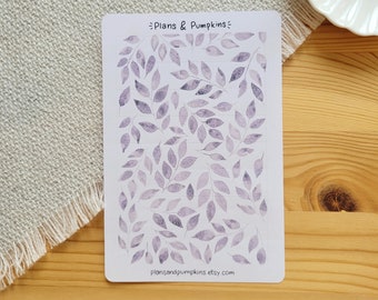 Purple Leaves Washi Strips - Stickersheet | Bullet Journal Stickers, Planner, Scrapbook, Penpal, Snailmail, Watercolor, Botanical, Nature