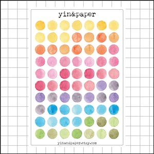 Rainbow Dots - Stickersheet | Planner Stickers, Bullet Journal, Scrapbook, Bujo, Functional, Circles, Blobs, Watercolour, Icon, Shape