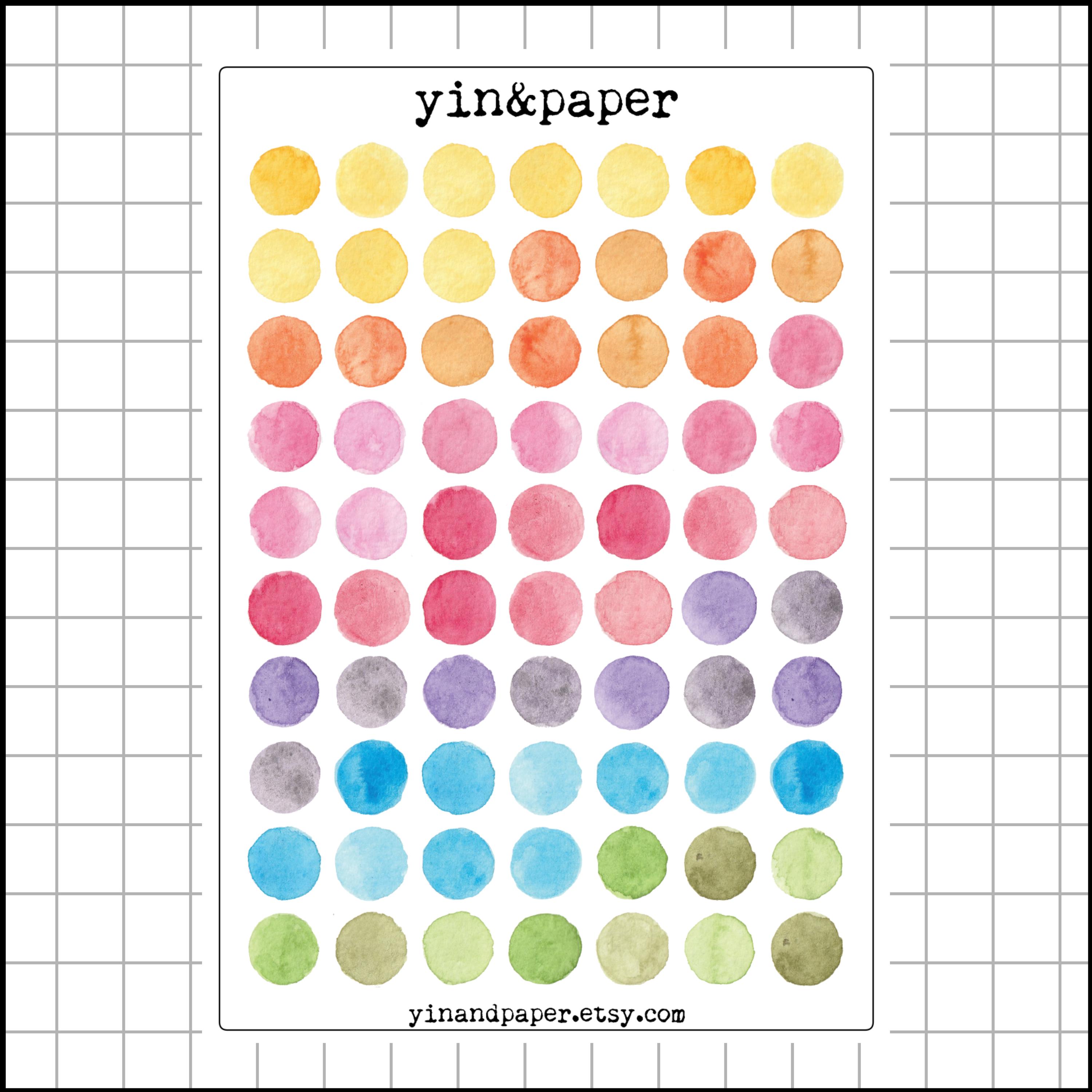 Watercolor Rainbow Dot Stickers: Planner, Journal, Scrapbook