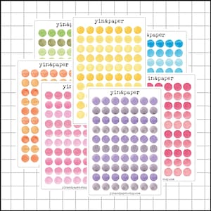 Watercolor Dots Stickerbogen: Planer, Journal, Scrapbook (15 x 10 cm)