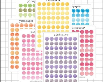 Watercolor Dots Stickersheet: Planner, Journal, Scrapbook (6x4 in)