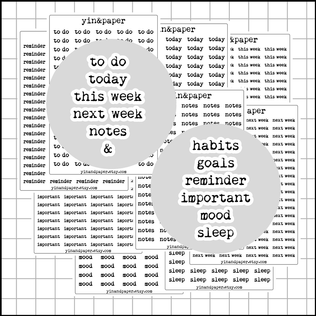 Planner Word Stickers | Bullet Journal, Script, Typewriter, to Do ...