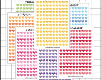 Mini Hearts - Stickersheet | Planner Stickers, Bullet Journal, Scrapbook, Bujo, Functional, Watercolour, Datenight, Icon, Shape