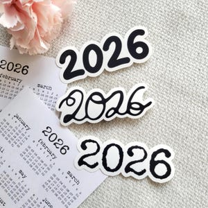 2026 Stansade vinylklistermärken: Svart typsnitt, Planner Scrapbook
