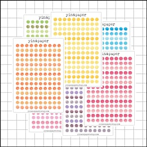 Watercolor Mini Dots Stickers - Rainbow Colors : Stickersheet, Planner, Bullet Journal, Scrapbook, Icons