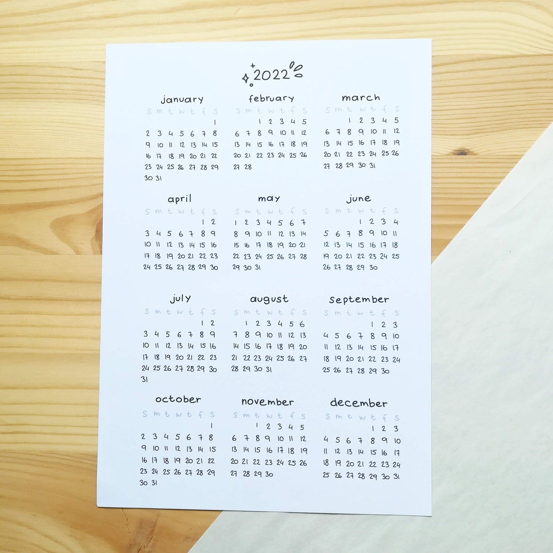 2022 Jahr auf einen Blick Druckbare Jahresübersicht