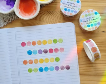 Rainbow Dots Washitape | Bullet Journal, Planner, Scrapbook, Bujo, Snailmail, Penpal, Journaling, Colourful Washi, Office, School, Masking