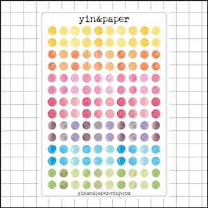 Watercolor Rainbow Dot Stickers: Planner, Journal, Scrapbook