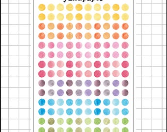Watercolor Rainbow Dot Stickers: Planner, Journal, Scrapbook