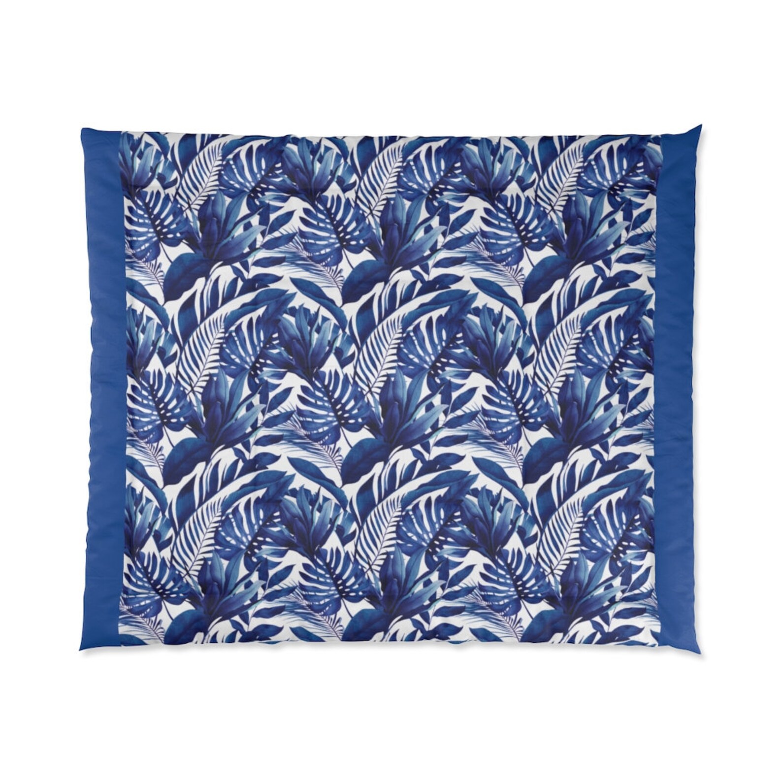 Tropical Blue Banana and Palm Tree Leaf Comforter Blue Palm Etsy