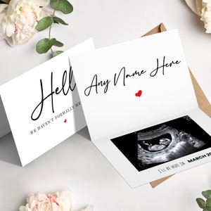 PREGNANCY ANNOUNCEMENT CARD, Baby announcement card Hello We haven't Formally Met, uncle, grandparent card Baby Announcement Baby Scan Photo