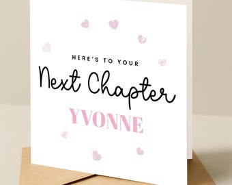 Here's to your next chapter card New job card Funny leaving work card for colleague Good luck card Coworker Friend Leaving New Beginnings