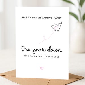 Un an d'absence passe vite lorsque vous êtes amoureux, carte 1er anniversaire, anniversaire en papier, carte personnalisée, carte d'anniversaire d'un an