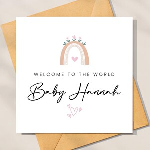 Carte de bébé arc-en-ciel, carte de grossesse, carte de bienvenue, nouveau-né, carte de bébé fille, carte de bébé arc-en-ciel, carte de bébé rose, carte de grossesse