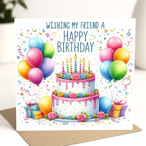 Carte d'anniversaire pour une amie, carte d'anniversaire femme, carte d'anniversaire femme, gâteau d'anniversaire, carte d'anniversaire cupcake