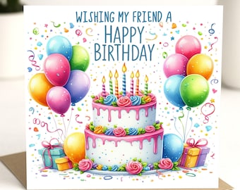 Birthday card for a friend, female birthday card, ladies birthday card, birthday cake, cupcake birthday card