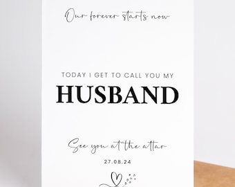 Wedding Day Card To my husband to be card, personalised card for groom, card for groom from bride, husband to be on our wedding day card