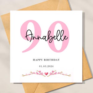 Personalised 90th Birthday Card For Daughter, Personalised Birthday Card For Her, 90th Birthday Card, 90th Birthday Gift For Sister, Friend