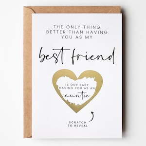 Scratch Pregnancy Reveal Card for Bestie, Pregnancy Announcement Card