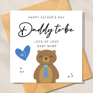 Carte de fête des pères, carte de fête des pères de Bump Carte de fête des pères de bébé, enfants tout-petits, bonne fête des pères de baby bump - ours mignon