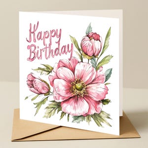 Carte d'anniversaire, carte d'anniversaire florale, carte d'anniversaire de femme, carte d'anniversaire de fleur, carte d'anniversaire avec des fleurs lumineuses