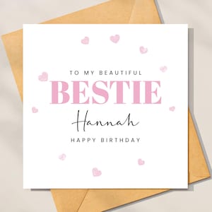 Carte d'anniversaire personnalisée Bestie - À ma meilleure amie - Anniversaire Bestie, carte d'anniversaire meilleur ami, anniversaire meilleur ami personnalisé