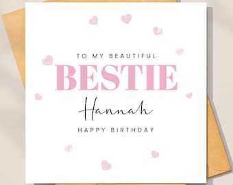 Personalised Bestie Birthday Card - To My Bestie - Bestie Birthday, Best Friend Birthday Card, Personalised Best Friend Birthday