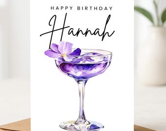 Personalised Birthday Card, Cocktail Birthday Birthday Card, Happy Birthday Card, Ladies Birthday Card, Bestie, Friend, Gin Birthday Card