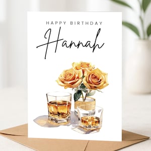 Carte d'anniversaire personnalisée, carte d'anniversaire cocktail, carte de joyeux anniversaire, carte d'anniversaire de dames, bestie, ami, carte d'anniversaire de gin