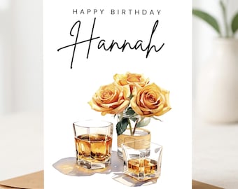 Personalised Birthday Card, Cocktail Birthday Birthday Card, Happy Birthday Card, Ladies Birthday Card, Bestie, Friend, Gin Birthday Card