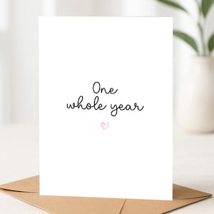 Un an d'absence passe vite lorsque vous êtes amoureux, carte 1er anniversaire, anniversaire en papier, carte personnalisée, carte d'anniversaire d'un an