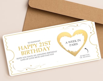 Personalised Scratch To Reveal Voucher, Surprise Birthday Scratch Card, Any Age 18th, 21st, 30th, 40th, 60th Birthday, Birthday Gift Voucher