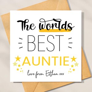Meilleure tante - La meilleure tante du monde, meilleure carte personnalisée tante, carte d'anniversaire, carte de remerciement, carte d'anniversaire tante Worlds Best