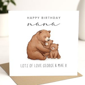 Carte d'anniversaire grand-mère de petits-enfants, joyeux anniversaire grand-mère, carte d'anniversaire ours pour grand-mère, carte d'anniversaire grand-mère, cadeau d'anniversaire de nounou pour elle