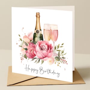 Carte d'anniversaire, carte d'anniversaire florale, carte d'anniversaire de femme, carte d'anniversaire de fleur, carte d'anniversaire avec des fleurs lumineuses
