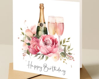 Birthday card, Floral birthday card, ladies birthday card, Flower birthday card, birthday card with bright flowers