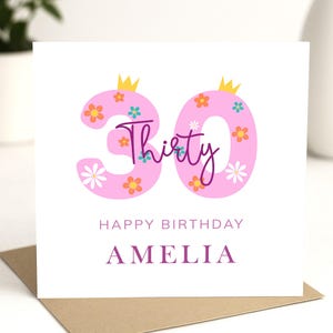 Carte personnalisée 30e anniversaire pour elle, carte spéciale 30e anniversaire, cadeau d'anniversaire pour fille, cadeau d'anniversaire pour ami, carte de 30 ans