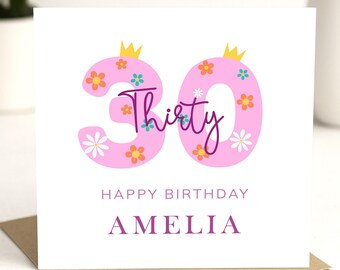 Personalised 30th Birthday Card For Her, Special 30th Birthday Card, Birthday Gift For Daughter, Friend Birthday Gift, Thirty Card