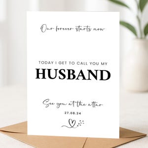 Carte du jour du mariage À mon futur mari, carte personnalisée pour le marié, carte pour le marié de la mariée, futur mari sur notre carte le jour du mariage