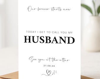 Carte du jour du mariage À mon futur mari, carte personnalisée pour le marié, carte pour le marié de la mariée, futur mari sur notre carte le jour du mariage