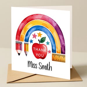 Carte de remerciement pour professeur Merci d'être un professeur merveilleux, carte de remerciement personnalisée pour professeur - Merci pour professeur