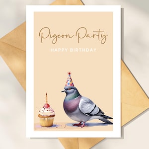 Carte d'anniversaire pigeon, jolie carte pigeon, carte d'anniversaire cupcake, cartes drôles, cartes d'anniversaire - carte drôle de joyeux anniversaire