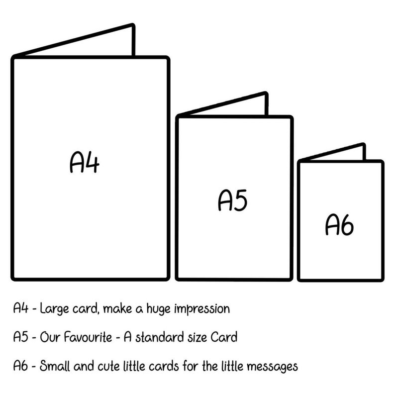 Pu&ograve; includere: Uno schema che mostra i diversi formati di carta utilizzati per le carte. La carta pi&ugrave; grande &egrave; etichettata "A4", la carta intermedia &egrave; etichettata "A5" e la carta pi&ugrave; piccola &egrave; etichettata "A6".