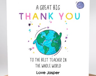 Un grand merci au meilleur professeur du monde entier, carte de remerciement personnalisée